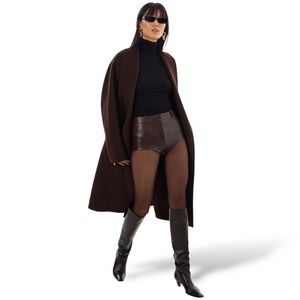 NWT $295 Lamarque Leather Annaise Shorts in Mahogany Small